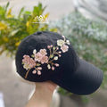 Cherry Blossom Ribbon Embroidered Baseball Cap | Floral Women's Cap