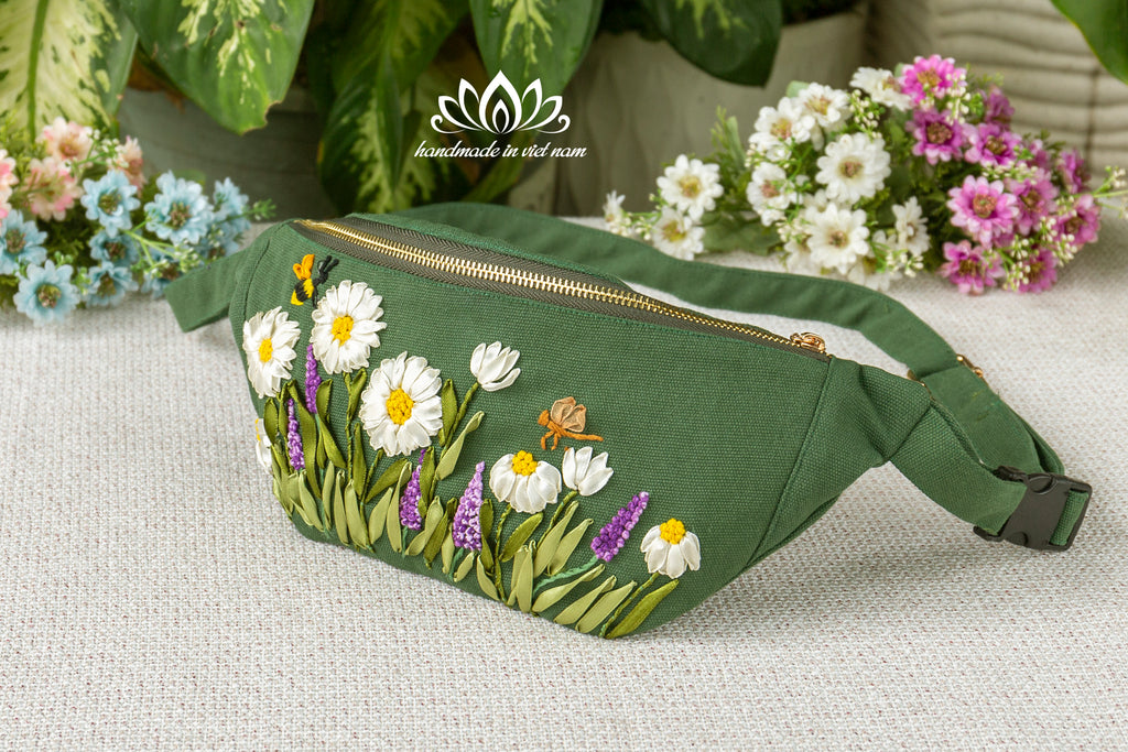 Hand Embroidered Floral Fanny Pack | Lotus Vietnam