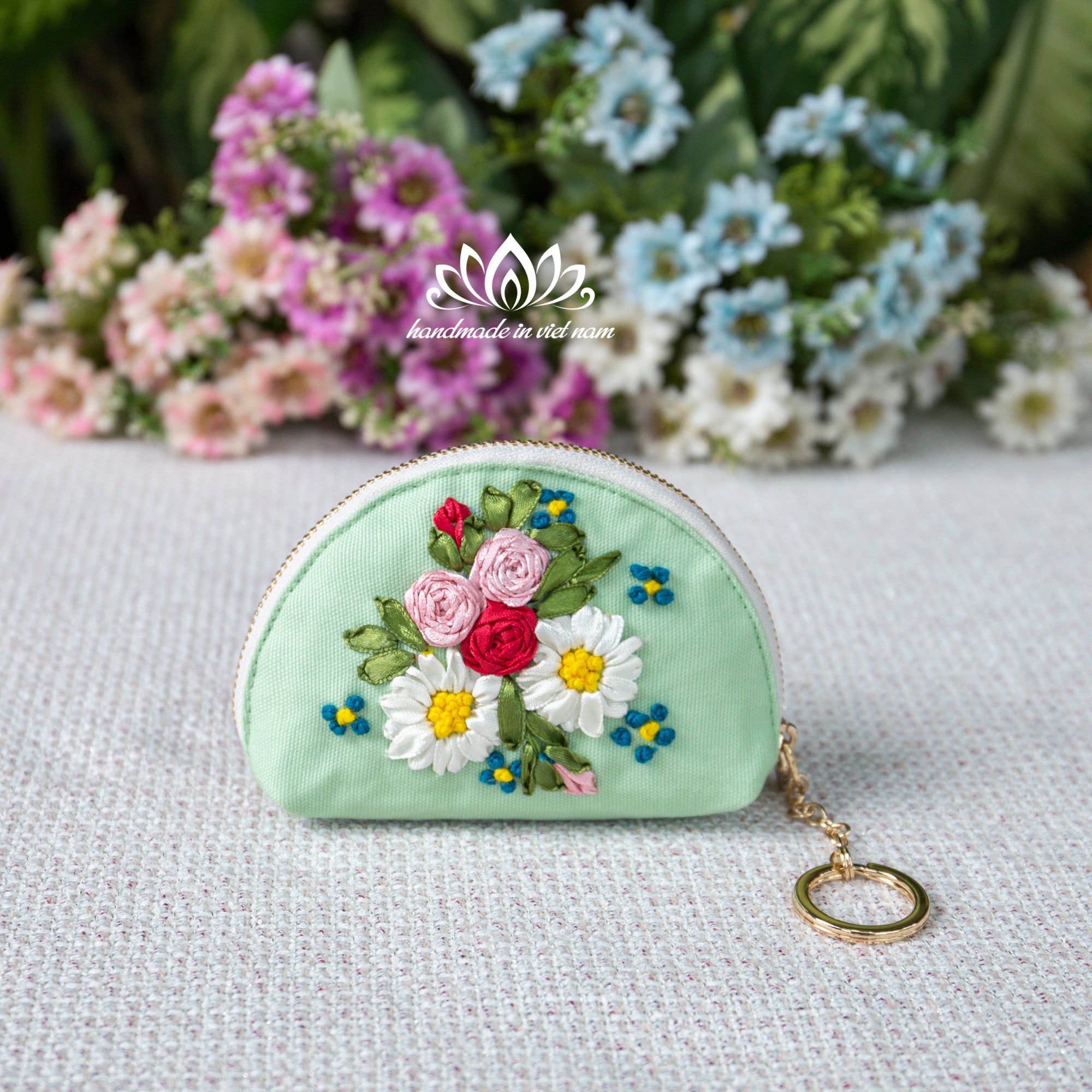 Hand Embroidered Mini Keychain Wallet | A Tiny Treasure for Everyday Essentials