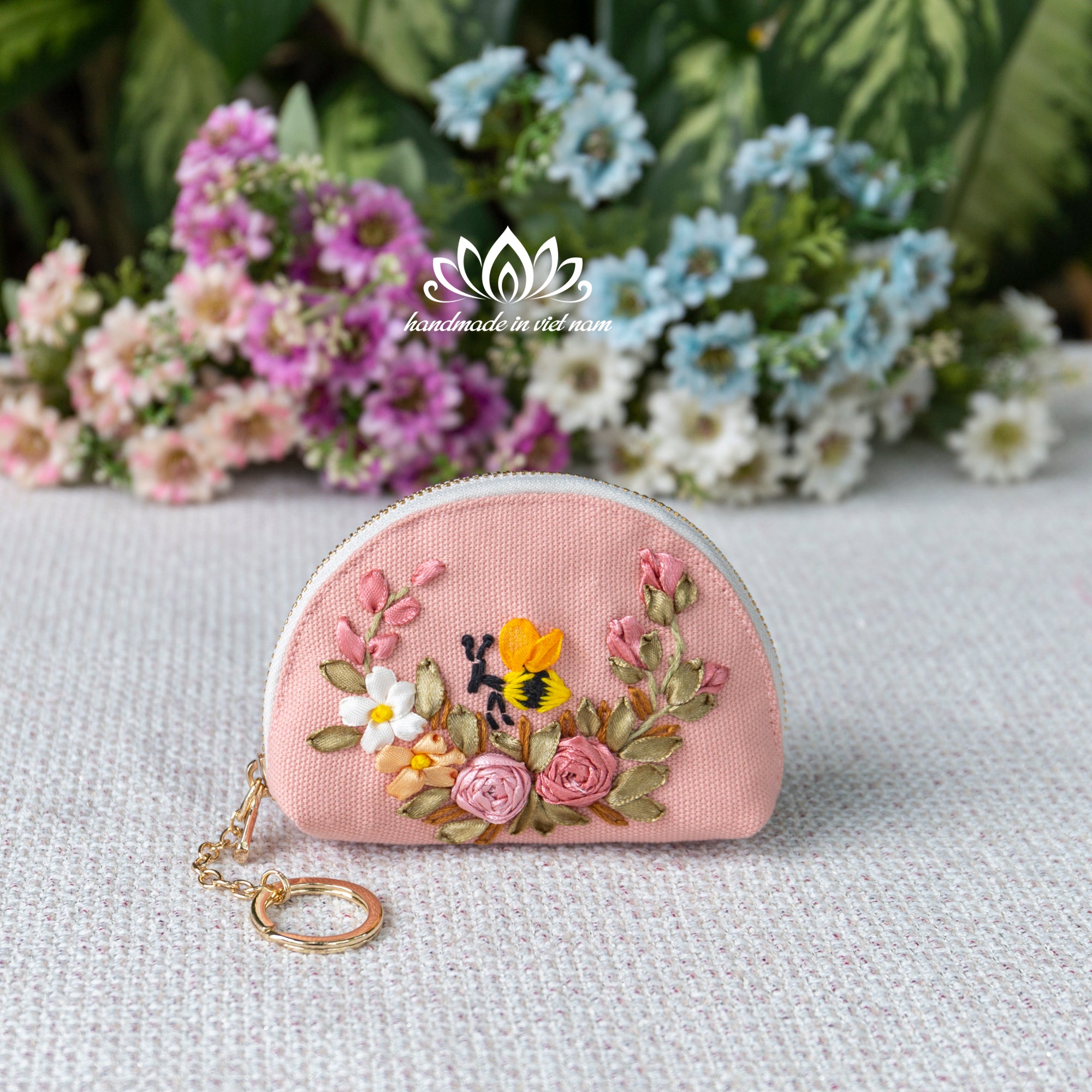 Hand Embroidered Mini Keychain Wallet | A Tiny Treasure for Everyday Essentials