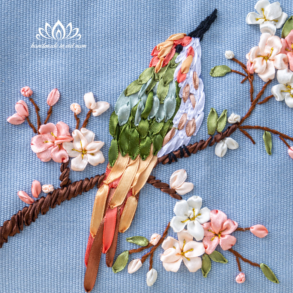 Ribbon Embroidered Bird Backpack | Everyday Canvas Backpack
