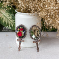 Hand Embroidered Compact Mirror | Ribbon Embroidery Floral Hand Mirror