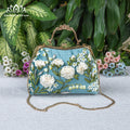 Hand Embroidered White Rose Velvet Kiss Lock Bag | A Gift of Purity and Timeless Love