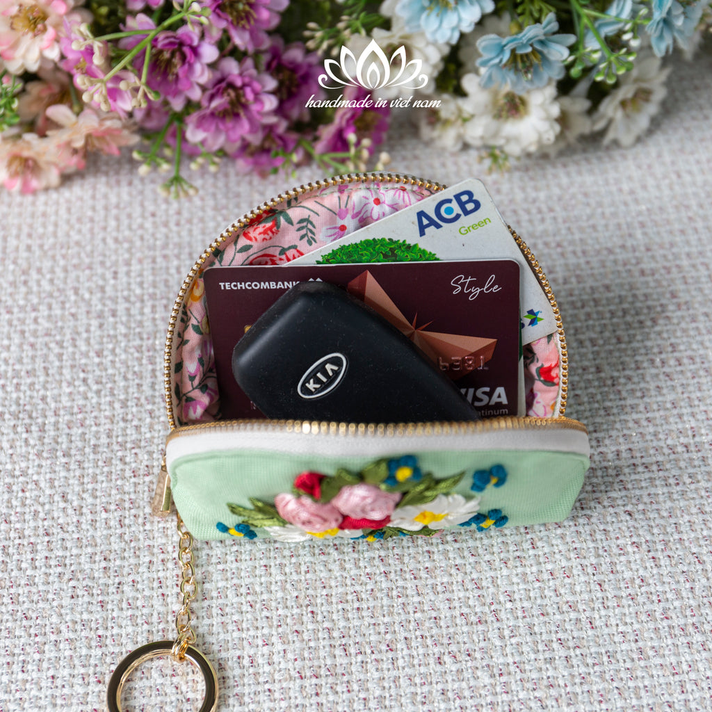 Hand Embroidered Mini Keychain Wallet | A Tiny Treasure for Everyday Essentials