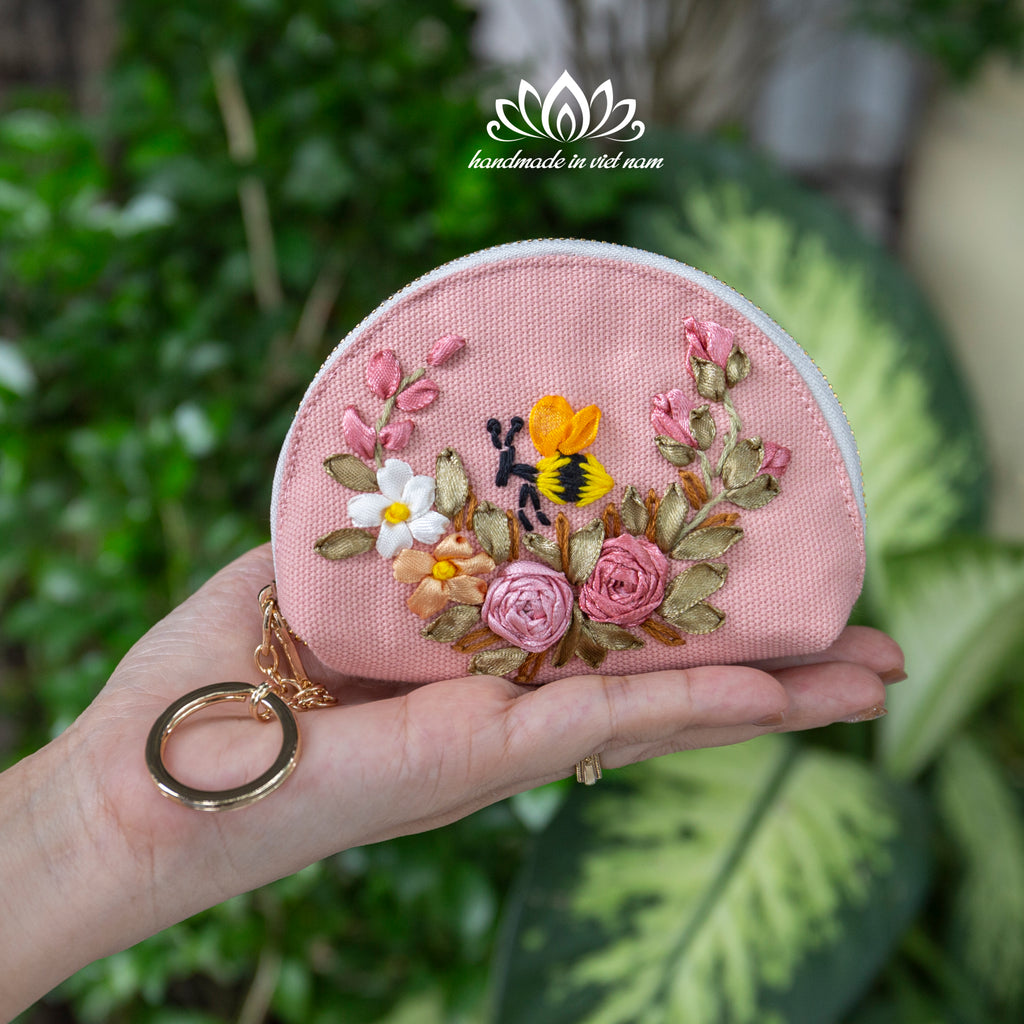 Hand Embroidered Mini Keychain Wallet | A Tiny Treasure for Everyday Essentials