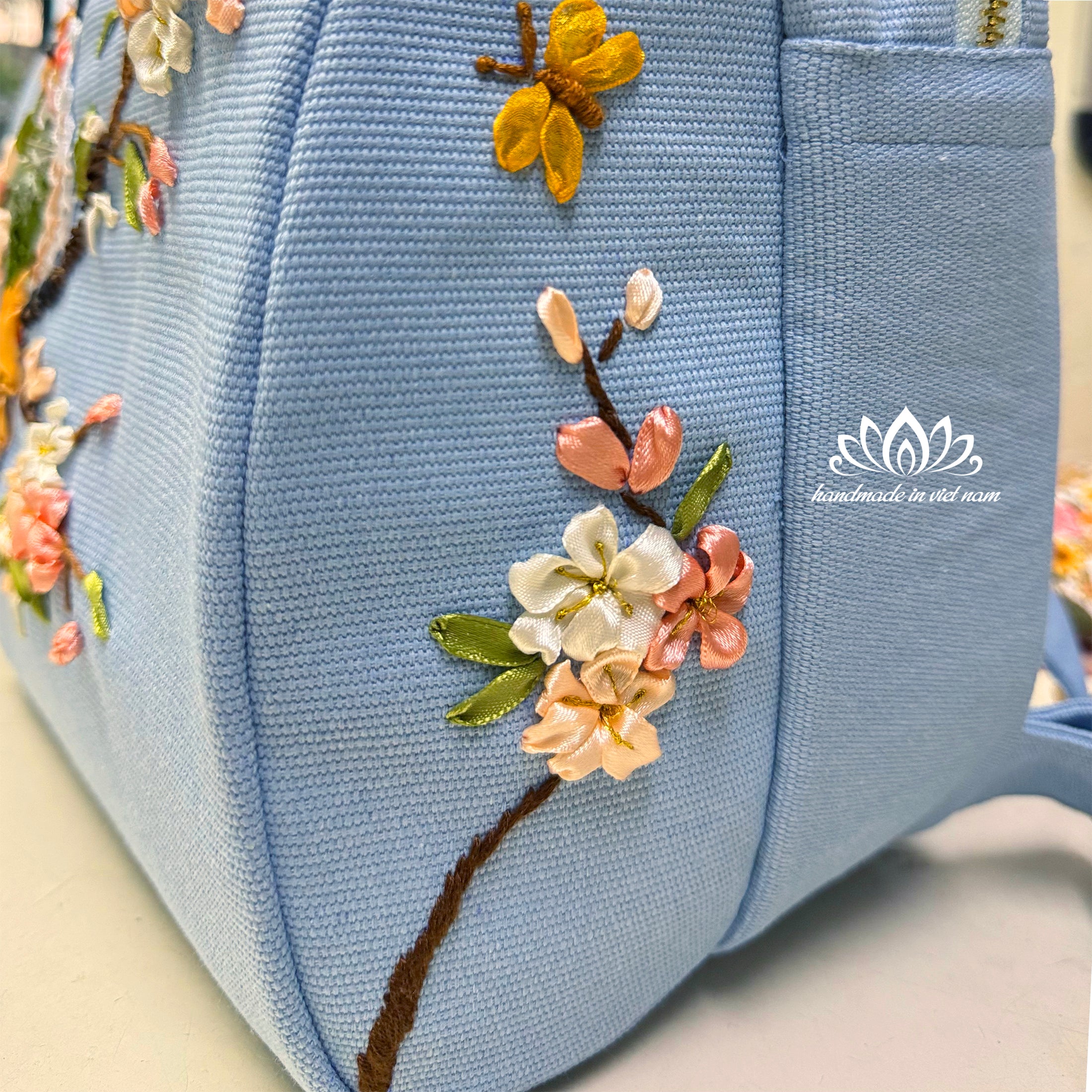 Ribbon Embroidered Bird Backpack | Everyday Canvas Backpack