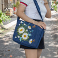 Hand Embroidered Daisy Messenger Bag | Carry a Little Happiness Every Day